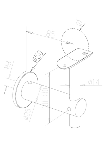 Handrail Brackets - Model 0430 CAD Drawing